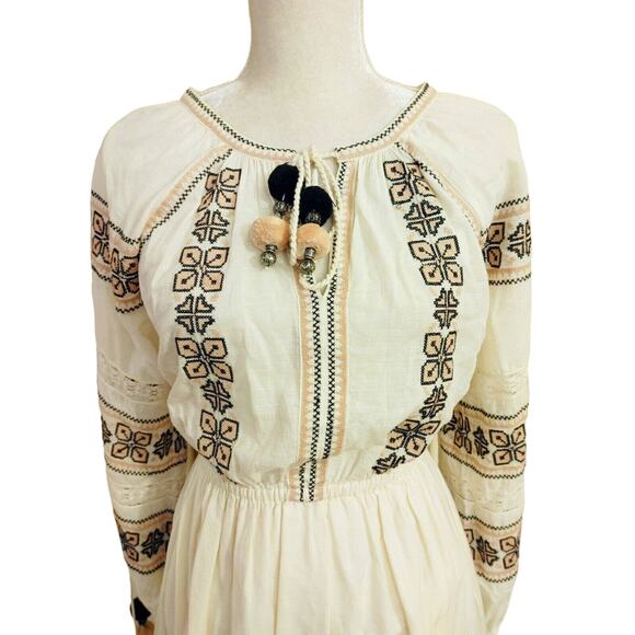Loveshackfancy Isla Embroidered Boho Pop Pom Midi Dress $395 Size XS - Picture 4 of 12